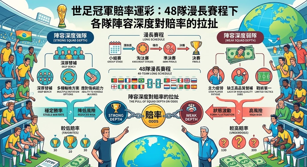 48隊漫長賽程下各隊陣容深度對賠率的拉扯